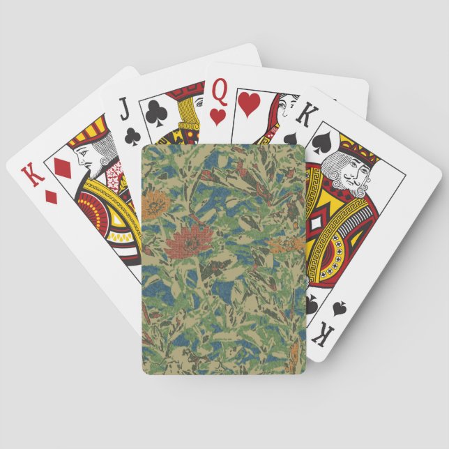 Jeu De Cartes Flowers against leaf camouflage pattern (dos)