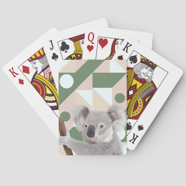 Jeu De Cartes Fluffy Koala Green Arrière - plan géométrique (dos)