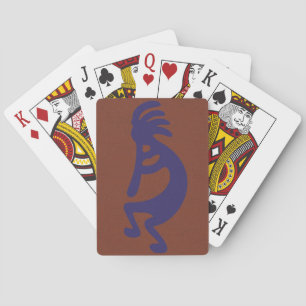 Jeu De Cartes Flûte Jouer Kokopelli Figure - Bleu sur rouille Ro
