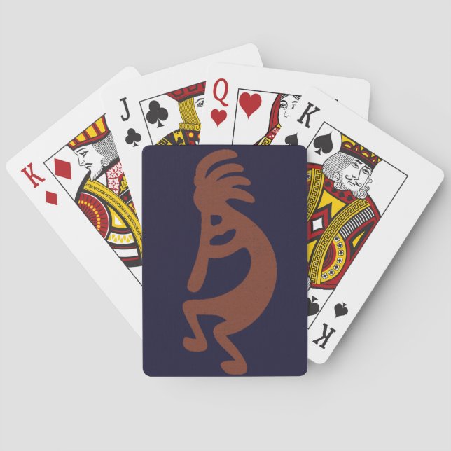 Jeu De Cartes Flûte Jouer Kokopelli Figure - Bleu sur rouille Ro (dos)