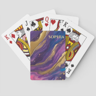 Jeu De Cartes Flux Abstrait bleu-bleu violet rose et or-