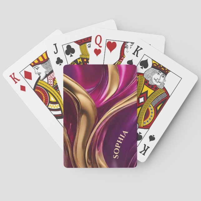 Jeu De Cartes Flux Abstrait - Fuchsia violet et or- (dos)
