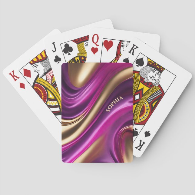 Jeu De Cartes Flux Abstrait rose-violet et or- (dos)