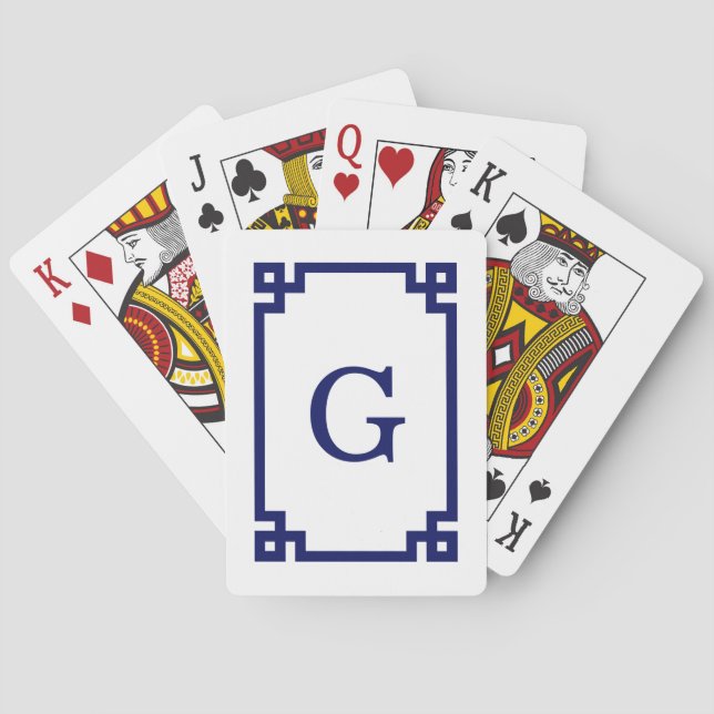 Jeu De Cartes Fond DIY Clé Grecque Bleu Marine Cadre #2 1I (dos)