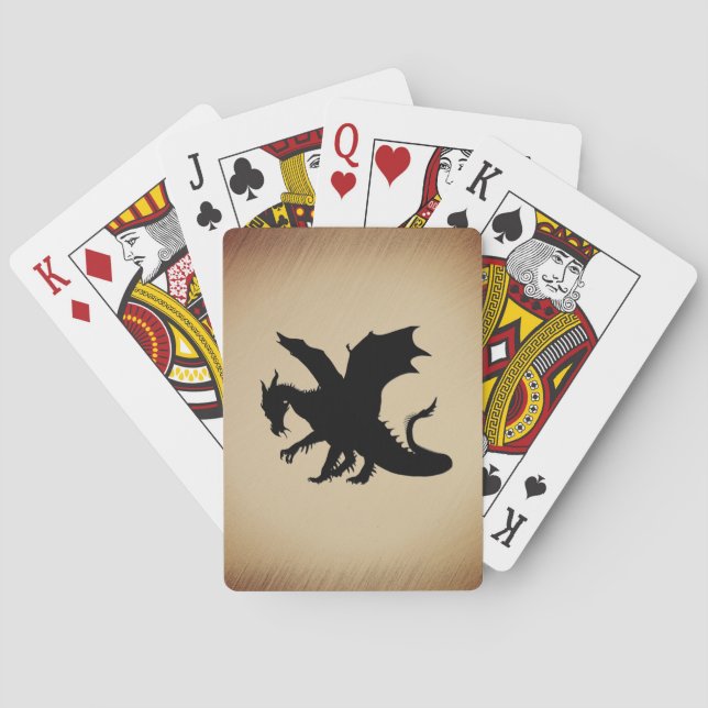 Jeu De Cartes Fond rustique Dragon noir (dos)