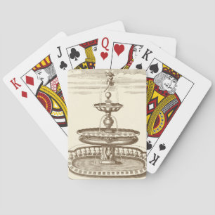 Jeu De Cartes Fontaine de cour avec chérub ornemental