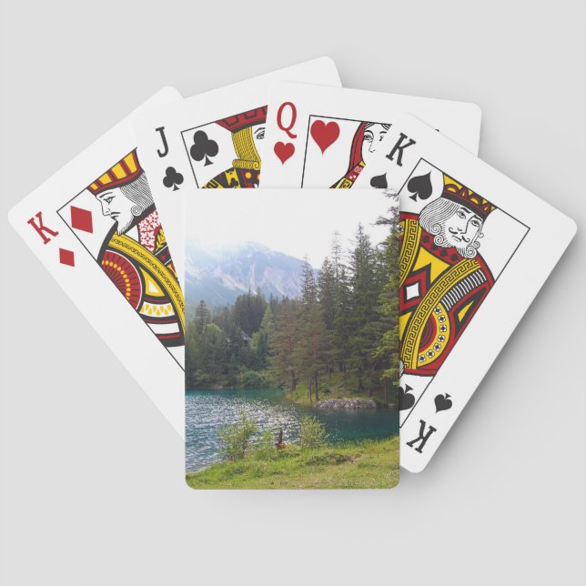 Jeu De Cartes Forêt alpine pittoresque et lac Photo (dos)