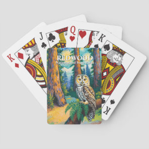 Jeu De Cartes Forêt colorée du parc national de Redwood Hibou Fa