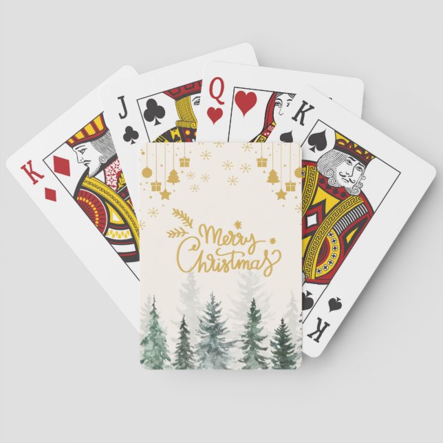 Jeu De Cartes Forêt d'aquarelle Joyeux Noël (dos)
