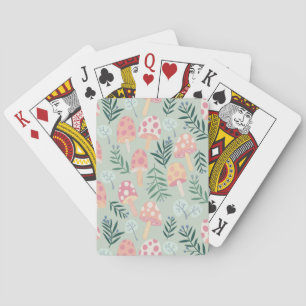 Jeu De Cartes Forêt de champignons magiques Motif rose vert