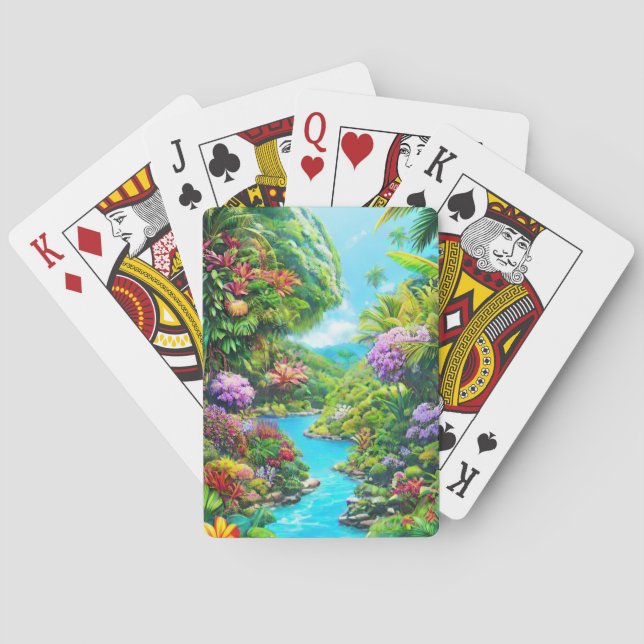 Jeu De Cartes Forêt exotique avec ruisseau (dos)