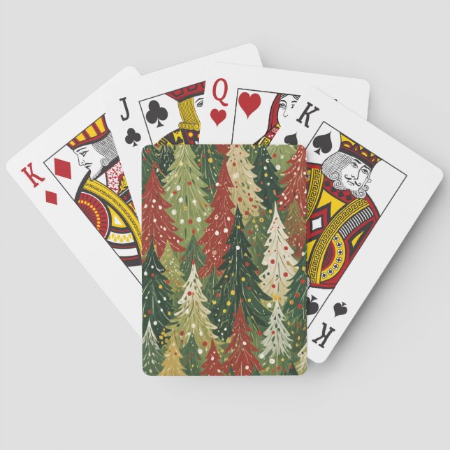 Jeu De Cartes Forêt Motif de Pins de Fête (dos)