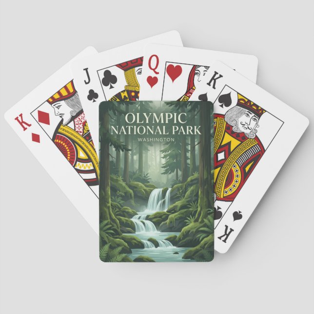 Jeu De Cartes Forêt Pluviale de Hoh Cascade Washington (dos)