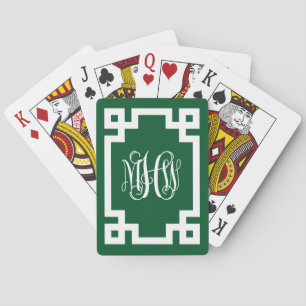 Jeu De Cartes Forêt Wht Vigne Script Monogramme Clé Grecque DIY 