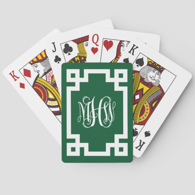 Jeu De Cartes Forêt Wht Vigne Script Monogramme Clé Grecque DIY  (dos)