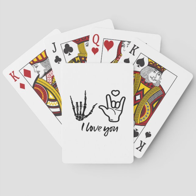 Jeu De Cartes Forme des mains - Squelette Mains du coeur (dos)