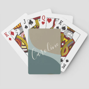Jeu De Cartes Formes Abstraites en Vert Cyan Nom en Écriture Per