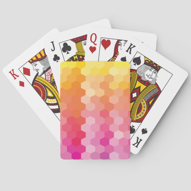 Jeu De Cartes Formes Hexagones géométriques jaune rose (dos)