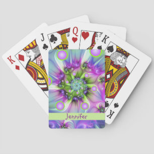 Jeu De Cartes Formes rondes spirales colorées Nom fractal Abstra