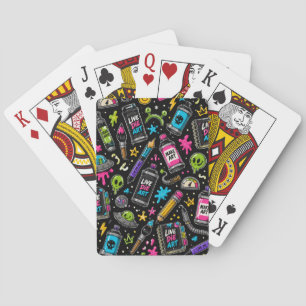 Jeu De Cartes Fournitures d'art au graffiti néon et motif Chaos