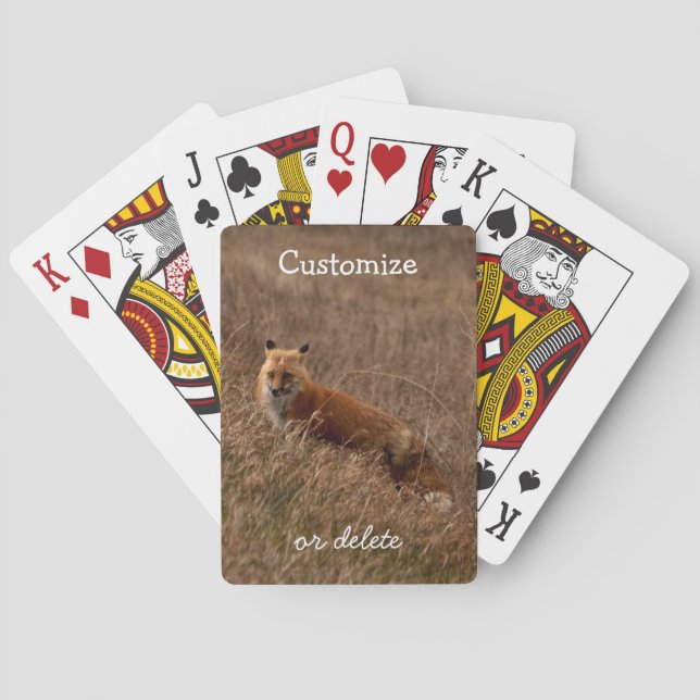 Jeu De Cartes Fox dans l'herbe ; Personnalisable (dos)