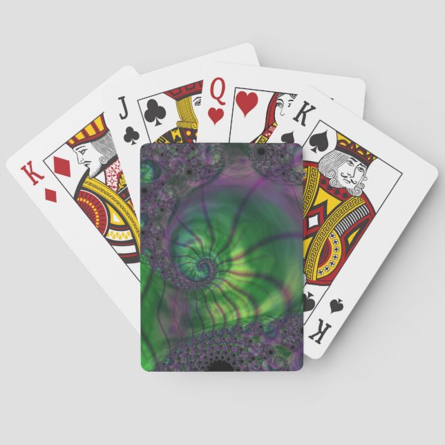 Jeu De Cartes Fractale avec spirale verte et violette (dos)