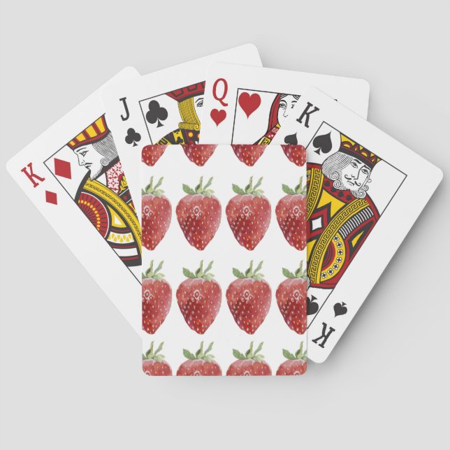 Jeu De Cartes Fraises d'aquarelle : motif transparent (dos)