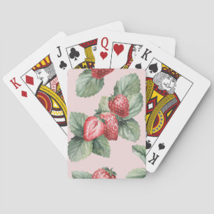 Jeu De Cartes Fraises mûres d'été : Aquarelle rose