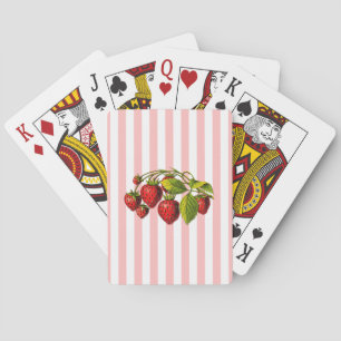 Jeu De Cartes Fraises sur bandes rose et blanche