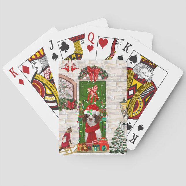 Jeu De Cartes Français Springer Spaniel Chien Noël (dos)