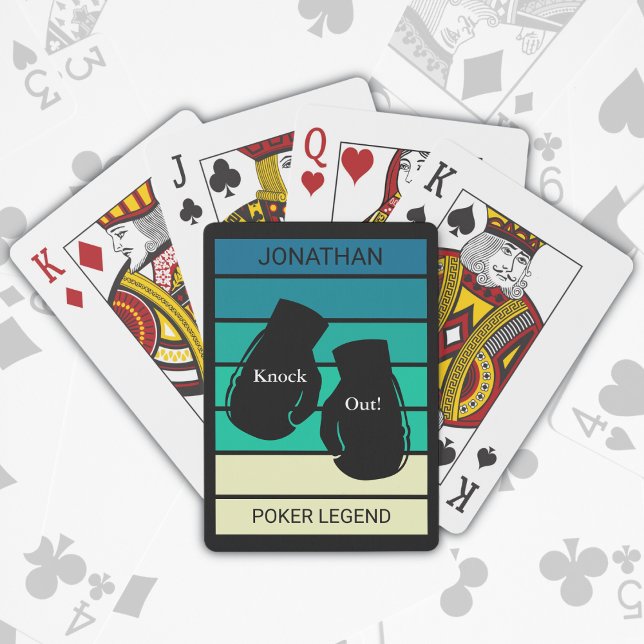 Jeu De Cartes Frapper Poker Legend Gants de boxe Nom du monogram (Personalize with name and text)