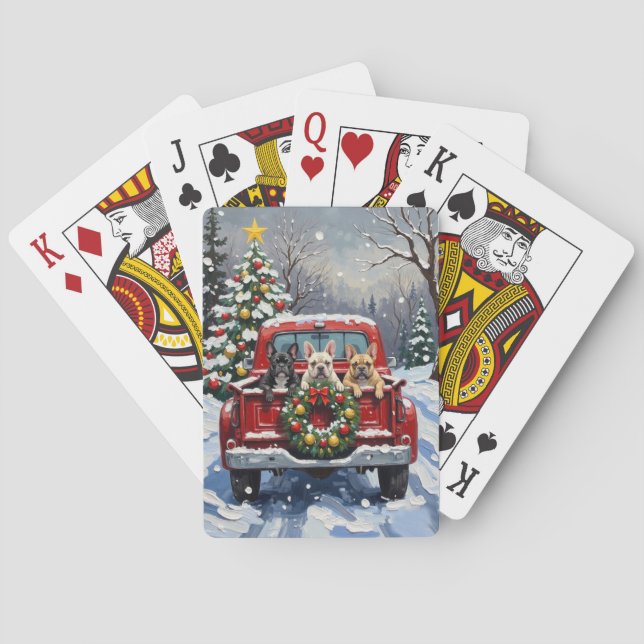 Jeu De Cartes French Bulldog Christmas Red Truck Holiday (dos)