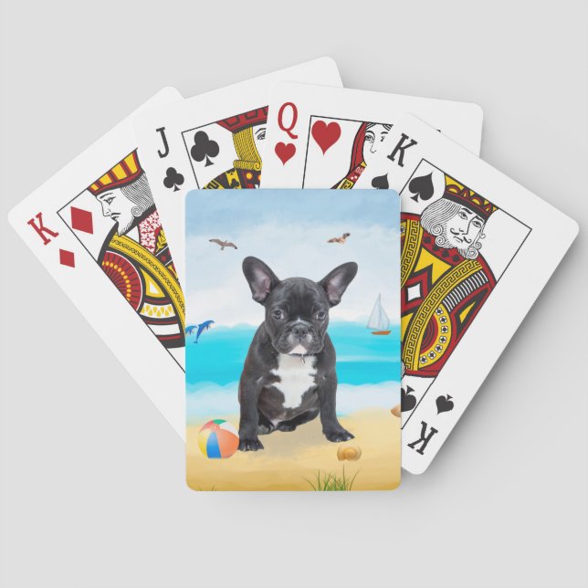 Jeu De Cartes French Bulldog sur la plage (dos)