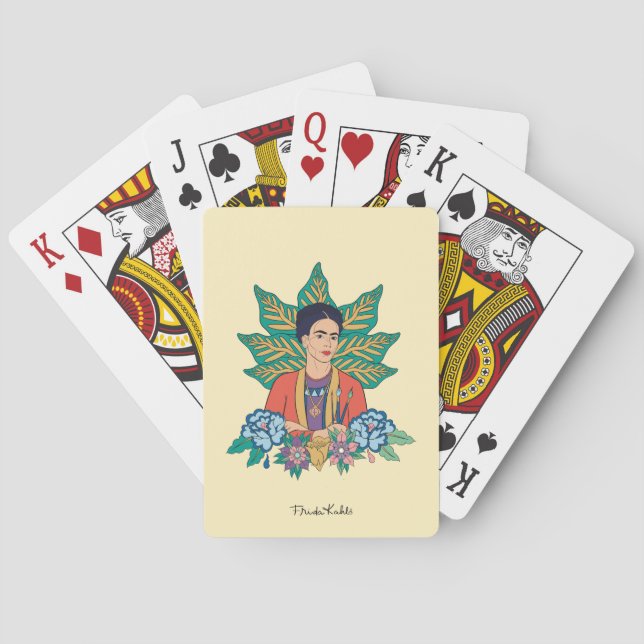 Jeu De Cartes Frida Kahlo Graphisme floral coloré (dos)