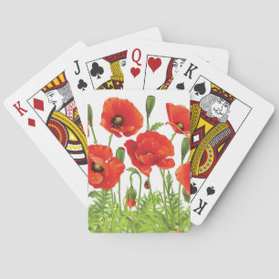Jeu De Cartes Frontière horizontale avec le pavot rouge