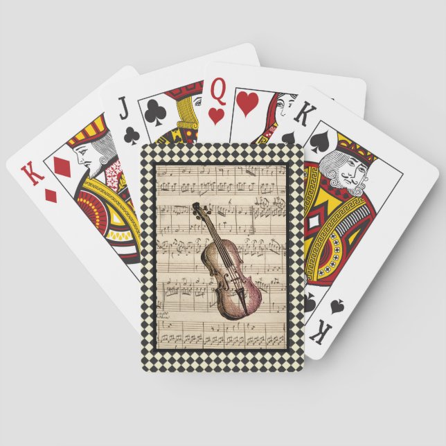 Jeu De Cartes Frontière vintage de Violon Arlequin (dos)