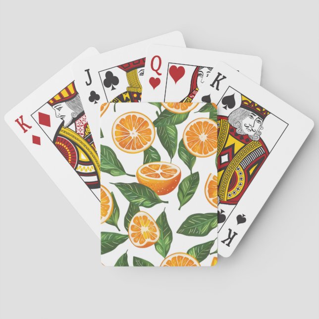 Jeu De Cartes Fruit Botanique Orange Citrus Sans Couture (dos)