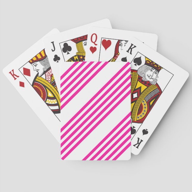 Jeu De Cartes Fuchsia et blanc cinq bandes motif (dos)