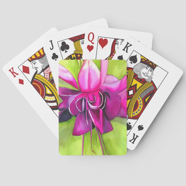 Jeu De Cartes Fuchsia pop art watercolour flower (dos)