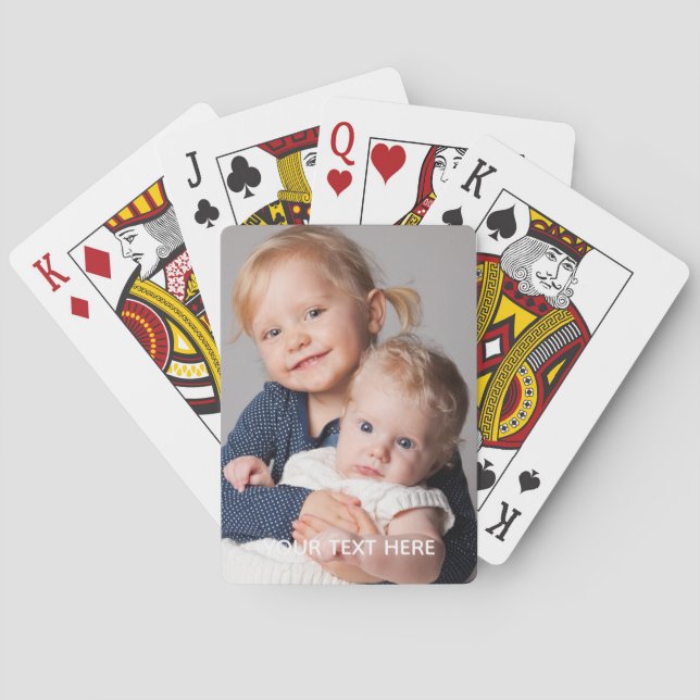 Jeu De Cartes Full Vertical Photo Script Custom Text Poker Cards (dos)