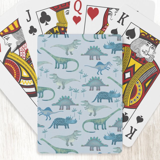 Jeu De Cartes Fun Blue Dinosaur Motif (Blue dinosaur pattern art playing cards)