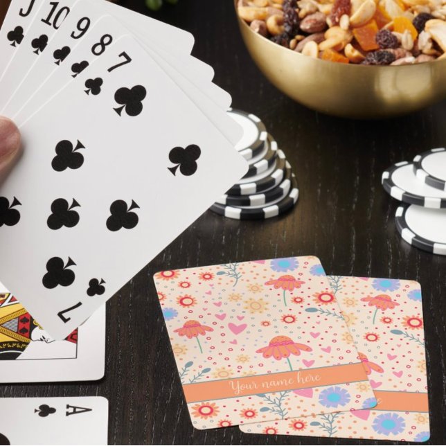 Jeu De Cartes Fun Joli Floral Personnalisé Nom Inspirivity (Créateur téléchargé)