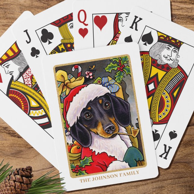Jeu De Cartes Fun Père Noël Chien Dachshund Tuyau Noël Personnal (Créateur téléchargé)