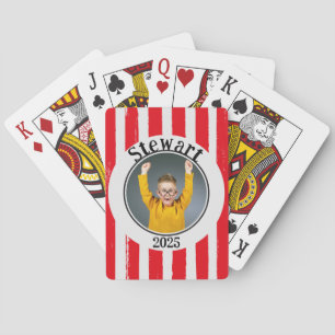 Jeu De Cartes Fun Rouge rayé Famille Nom de la photo Année