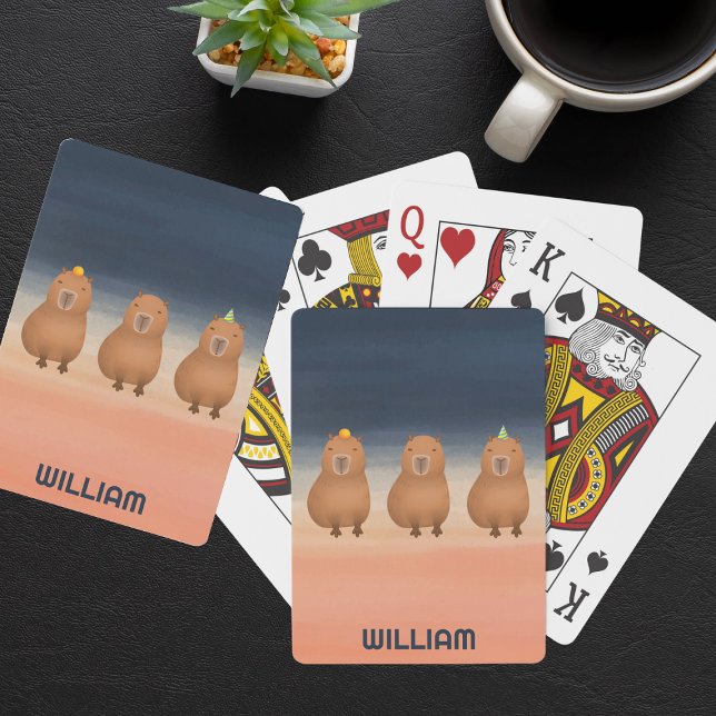 Jeu De Cartes Funny Capybara Triplet Personnalisé (Three capybaras)