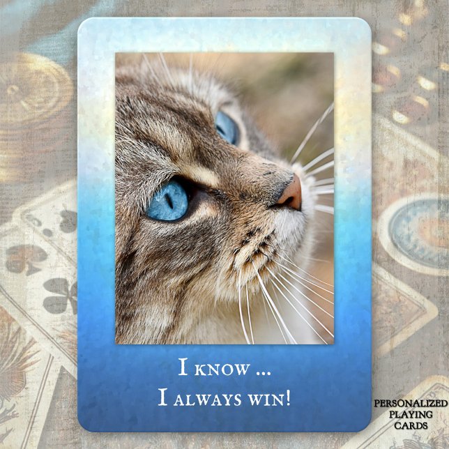 Jeu De Cartes Funny Cat Photo Jouer Cartes Deck (Deck of playing cards featuring your own photo (optional) framed by a colorful grunge design)