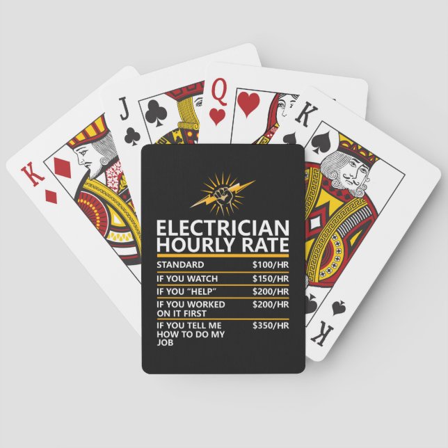 Jeu De Cartes Funny Electrician Hourly Rate Table Humor Gift (dos)