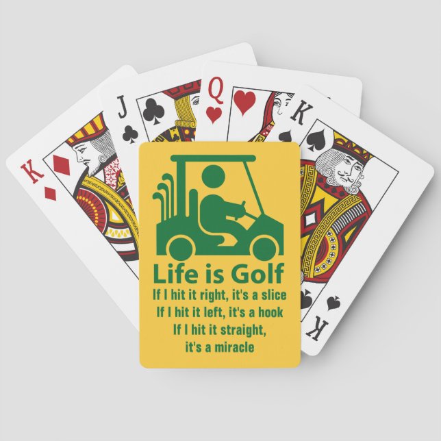 Jeu De Cartes Funny Life is Golf Green Yellow Playing Cards (dos)