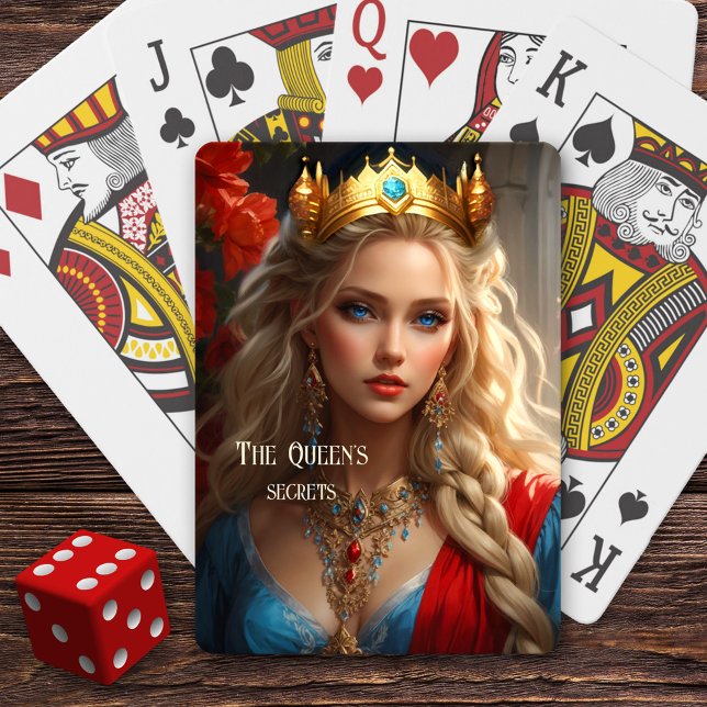 Jeu De Cartes Funny Magical Queen Poker Jouer Cartes Deck (Funny deck of playing cards showing an image of a queen with secrets in an artistic medieval outfit)