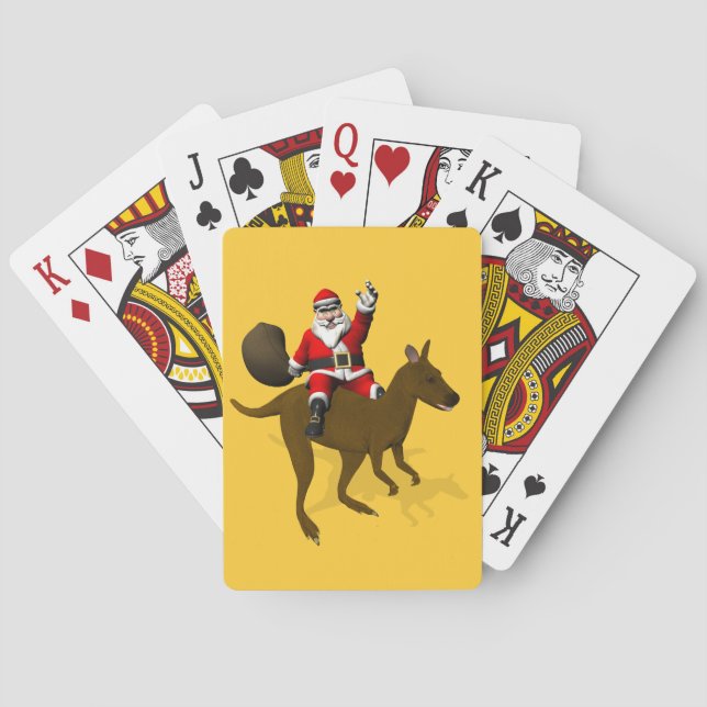 Jeu De Cartes Funny Père Noël À cheval Sur Kangaroo (dos)